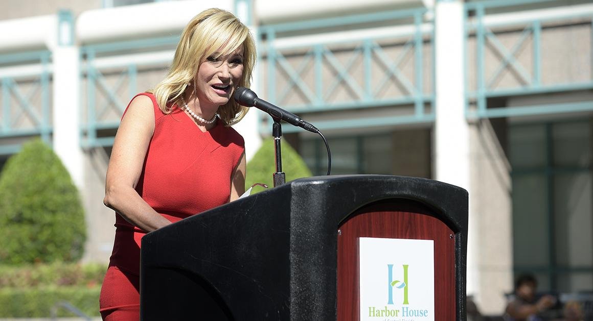 Paula White delivers a religious speech to audience